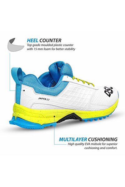DSC Jaffa 22 Cricket Shoes | White/Lime - Yellow | For Boys and Men | 8 UK, 9 US, 42 EU