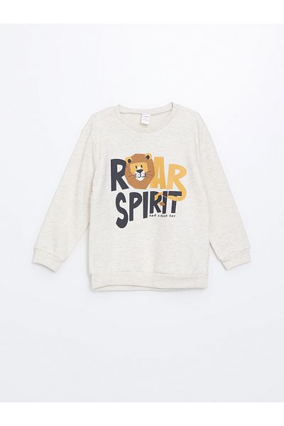 LC Waikiki Crew Neck Printed Sweatshirt and Sweatpants for Baby Boy - Set of 2