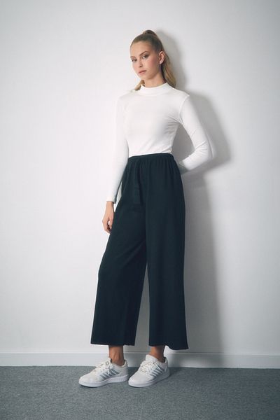 Fulla Moda Corded Basic Trousers with Elastic Waist