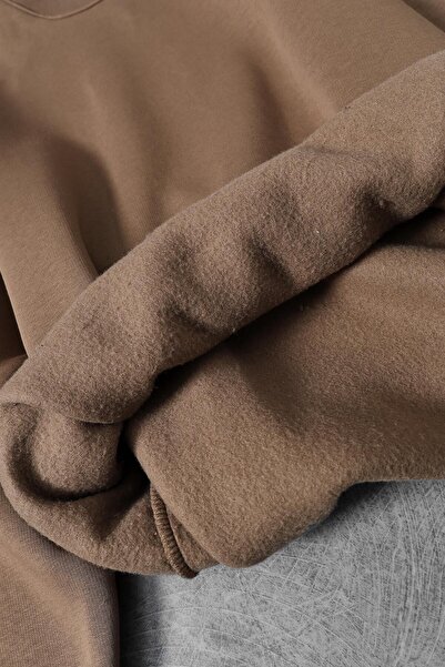 Slatra Ανδρικό φούτερ με καφέ Basic Crew Neck Oversize