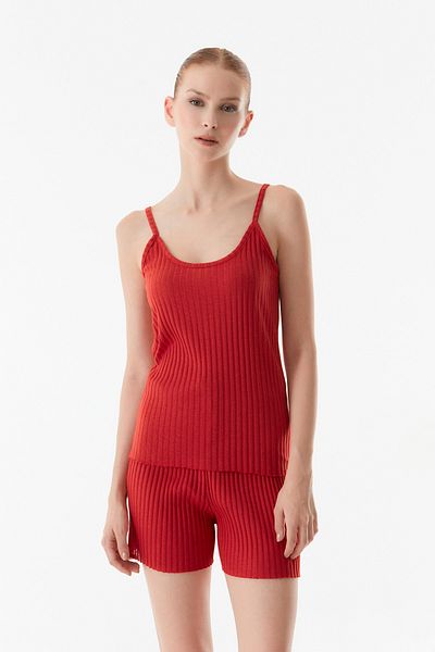 Fulla Moda Costum cu pantaloni scurți cu nervuri - Curea de frânghie