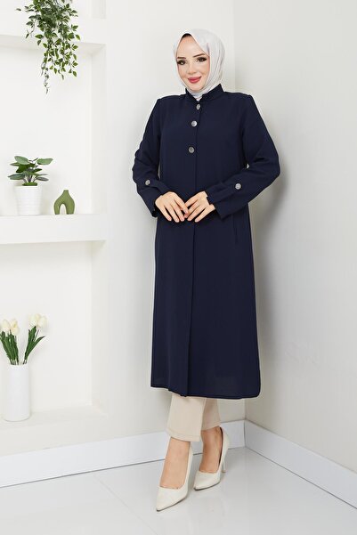 Günay Karaca Yazlık Kadın Tesettür Yarım Pardesü Ferace Kap Giyçık 4915K