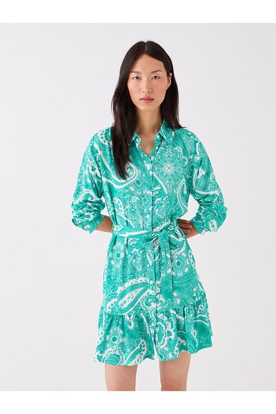 LC Waikiki Rochie cămașă damă cu mânecă lungă cu model