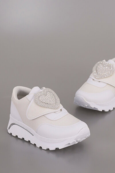 Mamito Ayakkabı Mdl 144 Heart Detailed Velcro Children's Sports Shoes