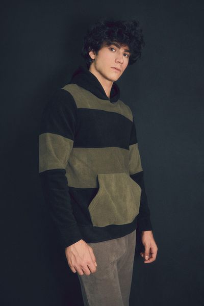 Fulla Moda Φούτερ Color Block Fleece με κουκούλα και τσέπη καγκουρό