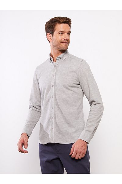 LC Waikiki Cămașă pentru bărbați din gabardină cu mânecă lungă, slim fit