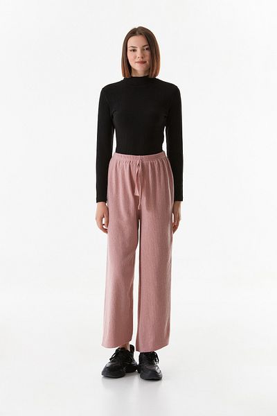 Fulla Moda Corded Basic Trousers with Elastic Waist