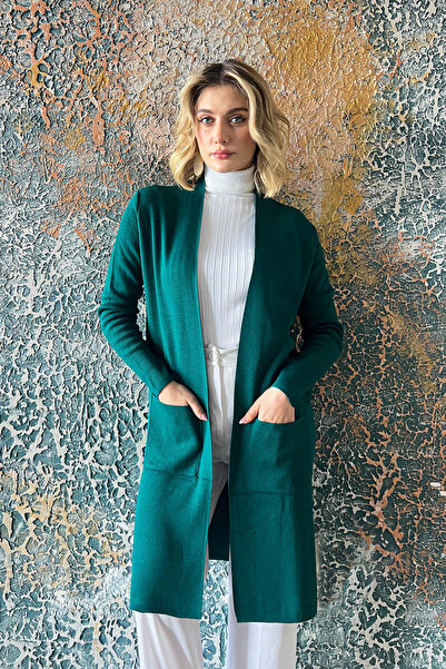ModaPlaza Women's Straight Long Cardigan with Pockets 4341
