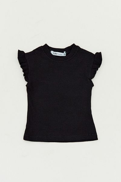 Fulla Moda Tricou pentru fete cu nervuri cu volane