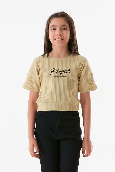 Fulla Moda Κοριτσίστικο T-Shirt με τυπωμένο κείμενο με λαιμόκοψη