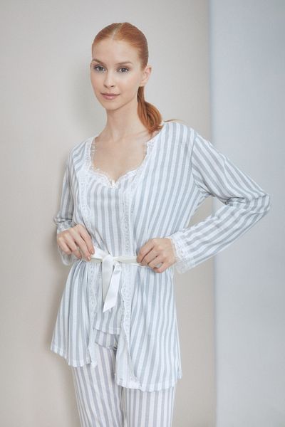 Fulla Moda Σετ πιτζάμες με ριγέ λουράκι 3 τεμαχίων