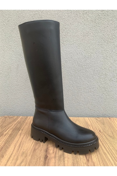 Beety Suni Deri Fermuarlı Günlük Çizme