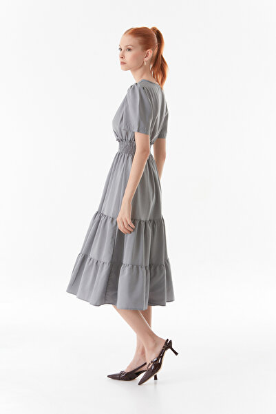 Fulla Moda Φόρεμα με διπλό στήθος με λαιμόκοψη και ελαστική μέση