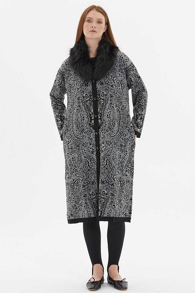 Two Mail Cardigan lung cu model gri