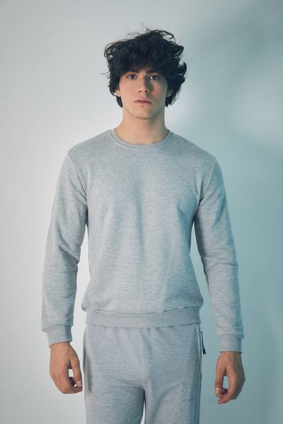Fulla Moda Φούτερ με 3 κλωστές Basic Crew Neck