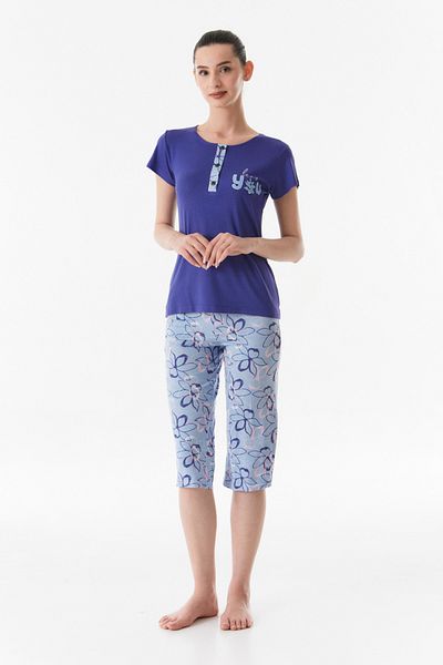 Fulla Moda Crew Neck Printed Pajama Set