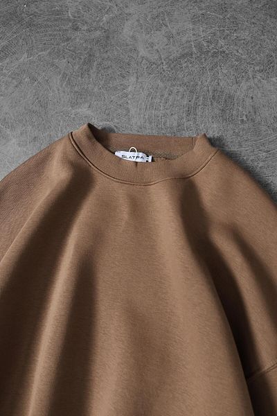 Slatra Ανδρικό φούτερ με καφέ Basic Crew Neck Oversize