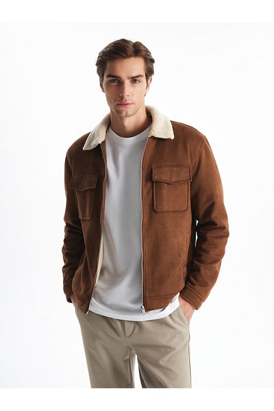 LC Waikiki Standard Shape Shirt Collar Suede Men's Coat