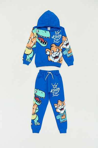 Fulla Moda Boys' Dinosaur Printed Tracksuit Set