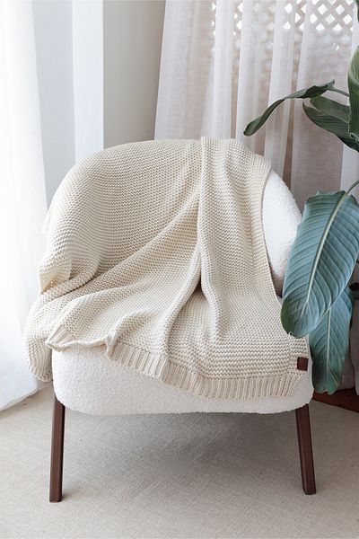 İrya Ecru Biscuit Knitted Blanket - 130X170