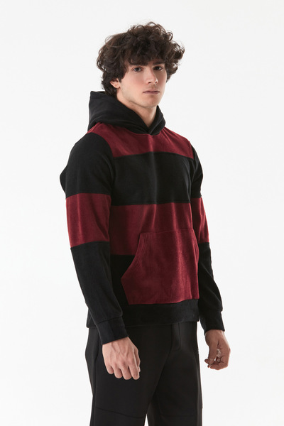 Fulla Moda Φούτερ Color Block Fleece με κουκούλα και τσέπη καγκουρό