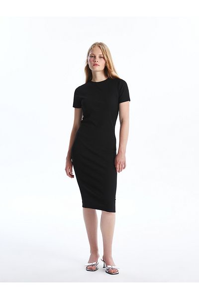 LC Waikiki Γυναικείο Bodycon Φόρεμα με κοντό μανίκι με λαιμόκοψη