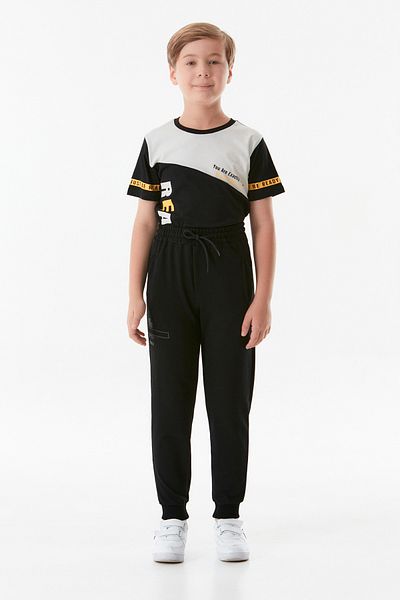 Fulla Moda Φούτερ Jogger για αγόρια - εμπριμέ και κορδόνια στη μέση