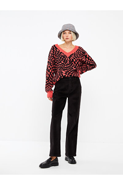 LC Waikiki Pantaloni de damă din catifea reiată, croială dreaptă, slim fit, c...