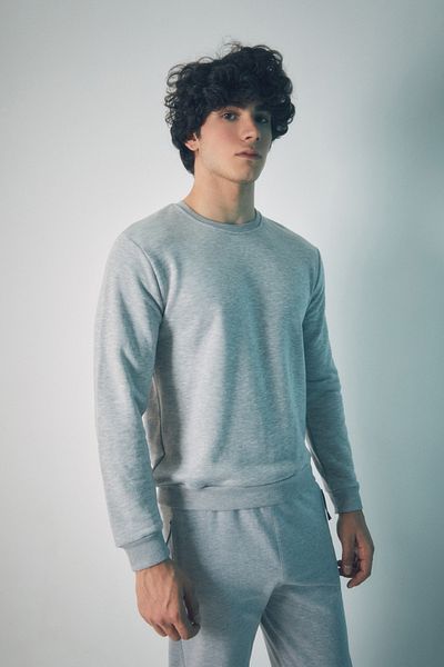 Fulla Moda Φούτερ με 3 κλωστές Basic Crew Neck