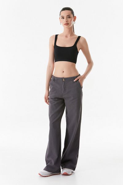 Fulla Moda High Waist Linen Palazzo Trousers