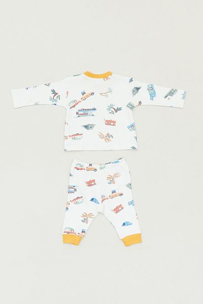 Fulla Moda 2-Piece Crew Neck Printed Suit for Boy