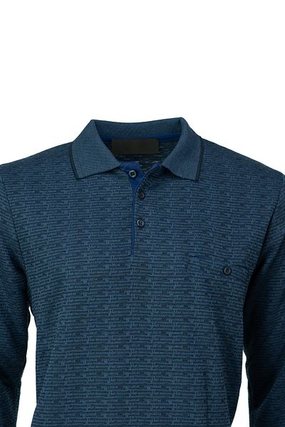 Oppland Pulover sezonier pentru bărbați, țesut din bumbac, cu nasturi, guler polo, buzunar, mânecă lungă, cu model gri, confortabil