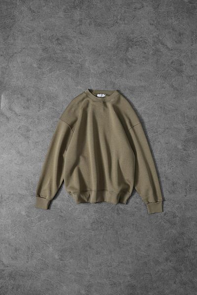 Slatra Ανδρικό φούτερ Χακί Basic Crew Neck Oversize