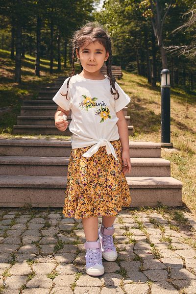 Fulla Moda Floral Printed Front Tie Suit for Girl