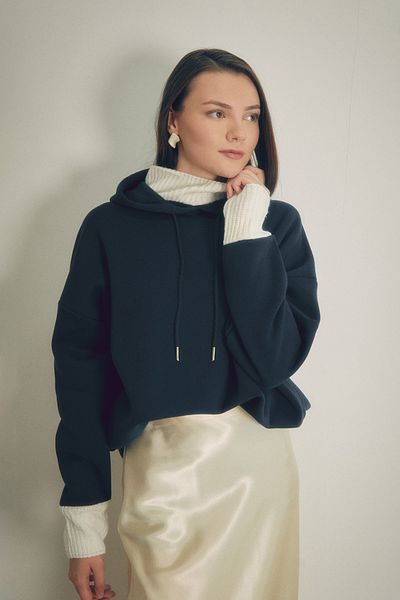 Fulla Moda Суитшърт с качулка и еластична талия с 3 нишки