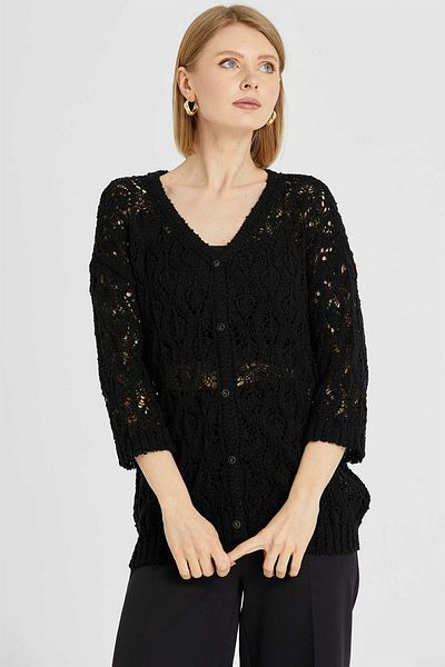 Two Mail Black V-Neck Cardigan