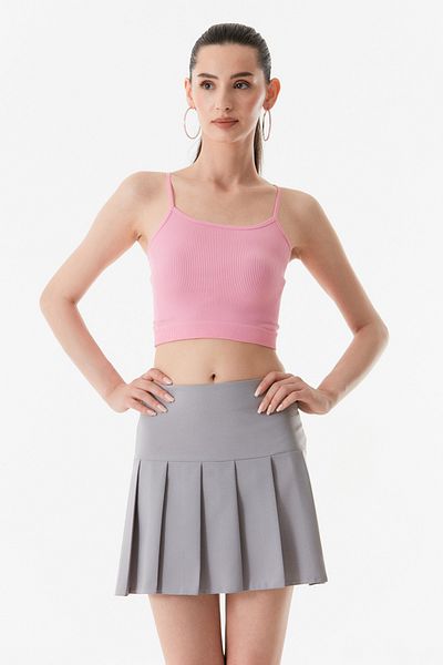 Fulla Moda Κοτλέ Crop Bustier με λουράκι από σχοινί