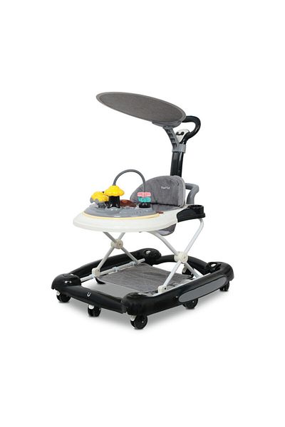 Nurtur 2 In 1 Baby Multi Walker-rocking Function- Music -5 Height Adjustment- Canopy -cushion- Black