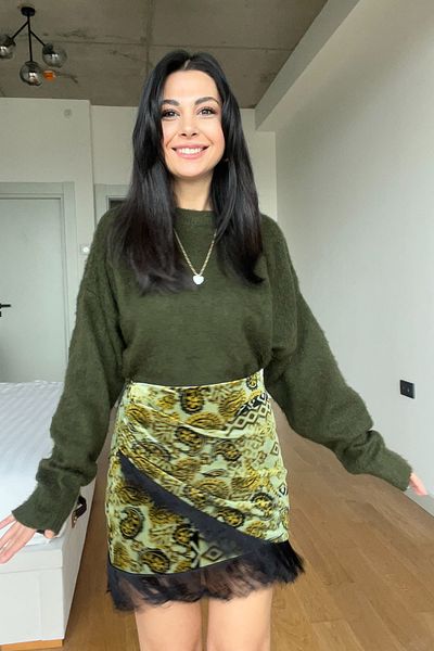 Seda Yalçın Atelier Green Vintage Bohemia High Waist Tassel Skirt