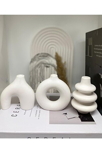 ndukkan مجموعة مزهريات صغيرة مكونة من 3 تماثيل بوهيمية صغيرة باللون الأبيض