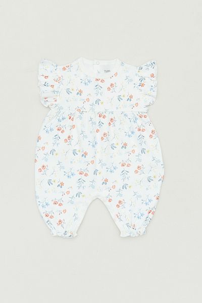 Fulla Moda Ruffled Sleeve and Floral Patterned Girls' Jumpsuit