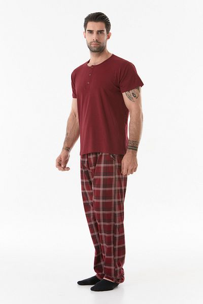 Fulla Moda Σετ πιτζάμες με καρό σχέδιο με κουμπιά