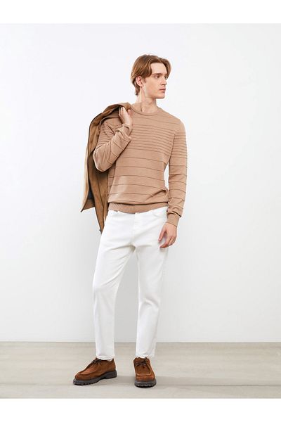 LC Waikiki Langärmliger Herren-Strickpullover mit Rundhalsausschnitt