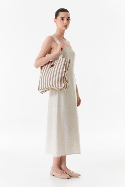 Fulla Moda Linen Handle Striped Bag