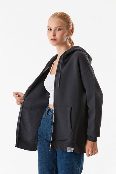 Fulla Moda Hanorac oversize cu glugă cu fermoar