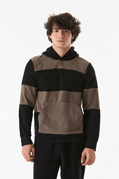 Fulla Moda Color Block Fleece Sweatshirt with Hood and Kangaroo Pocket