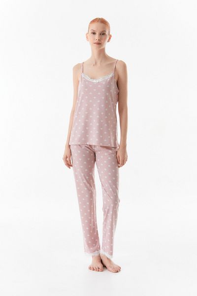Fulla Moda 3 Piece Rope Strap Heart Patterned Pajama Set
