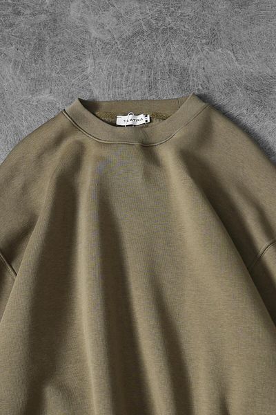 Slatra Ανδρικό φούτερ Χακί Basic Crew Neck Oversize