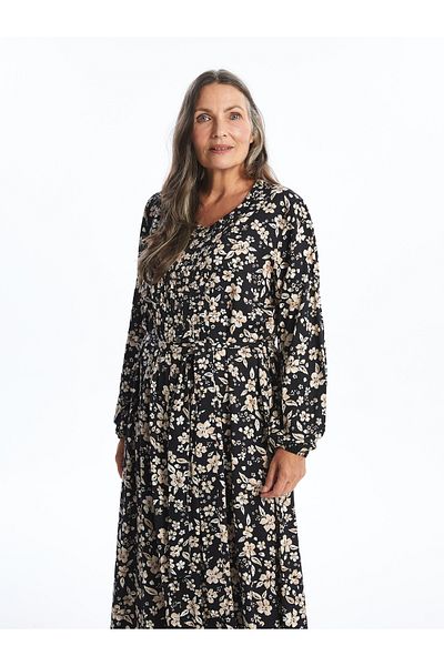 LC Waikiki Rochie de damă cu mânecă lungă florală cu decolteu