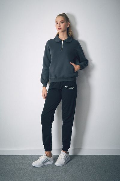Fulla Moda Κείμενο εμπριμέ Jogger Sweatpants - Ελαστική μέση